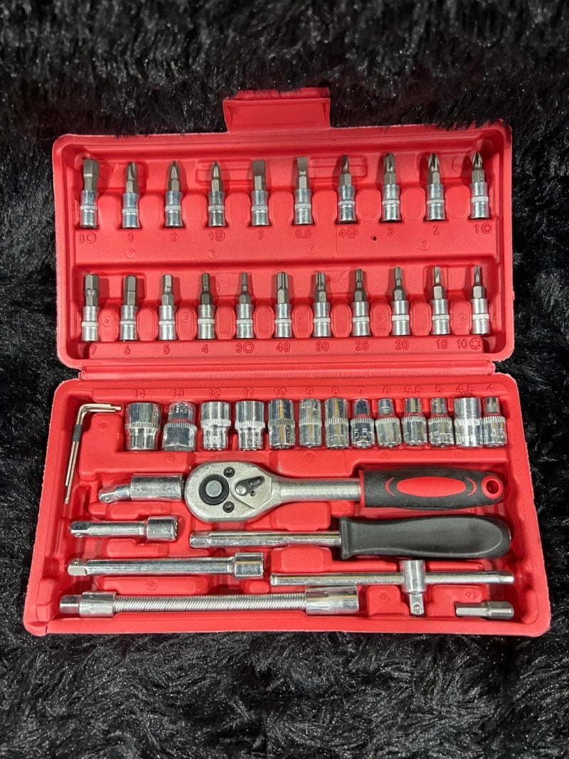 Caja de herramientas con llaves de 46 piezas